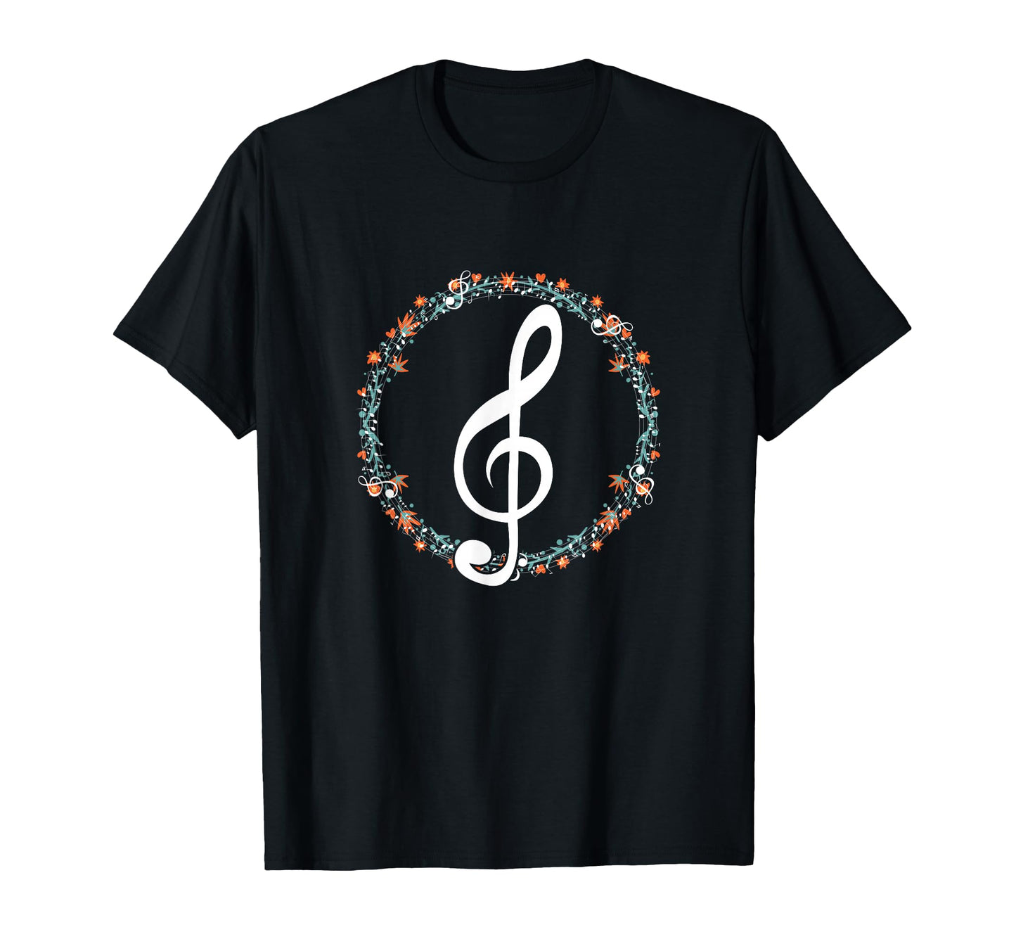 Treble Clef Flowers Notes Music T-Shirt - Unique Graphic for Adults - T-Shirt, Sweatshirt, Hoodie