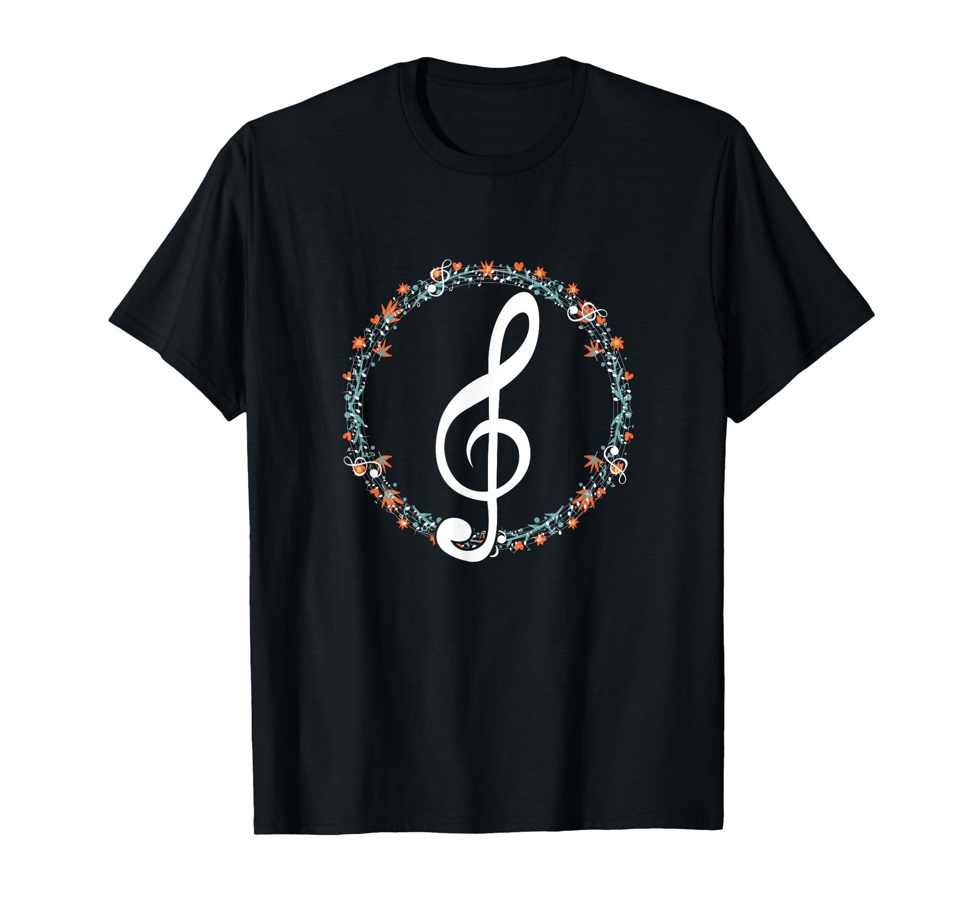 Treble Clef Flowers Notes Music T-Shirt - Unique Graphic for Adults - T-Shirt, Sweatshirt, Hoodie