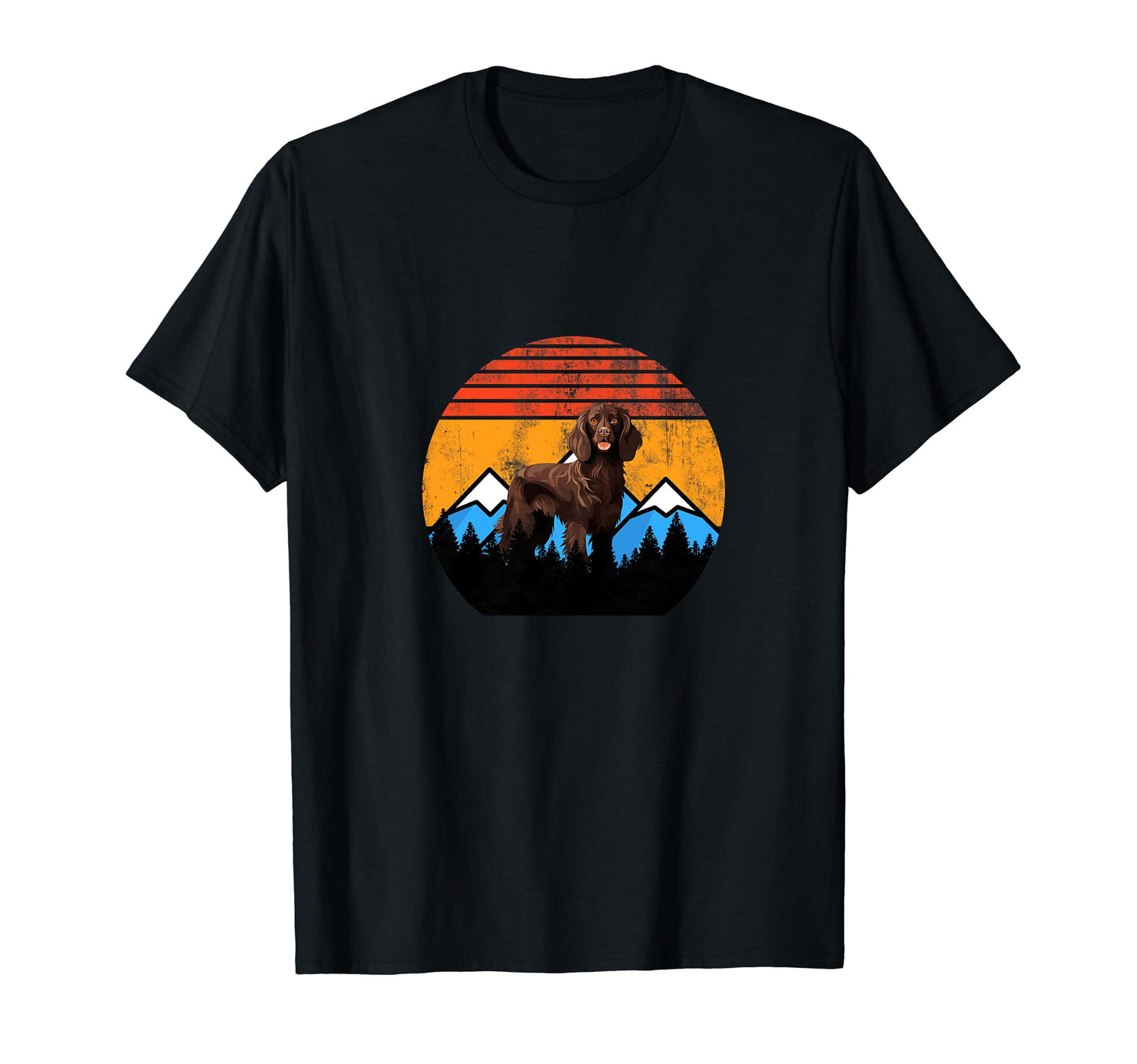 Boykin Dog Sunset Distressed Hiking Gift T-Shirt - Custom Art Print Unisex - T-Shirt, Sweatshirt, Hoodie