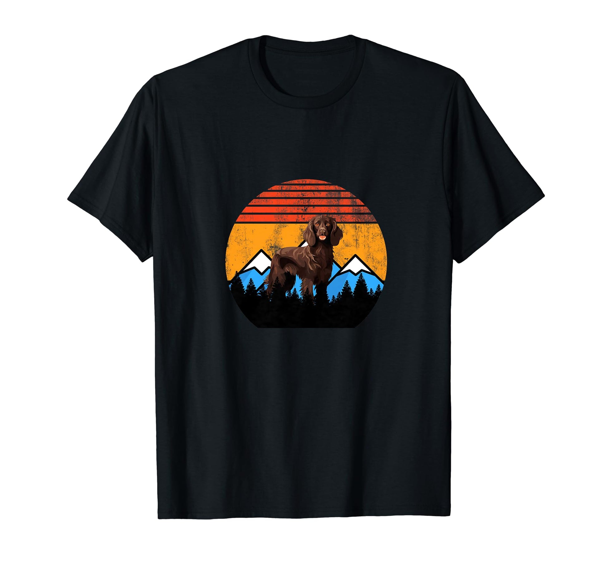 Boykin Dog Sunset Distressed Hiking Gift T-Shirt - Custom Art Print Unisex - T-Shirt, Sweatshirt, Hoodie
