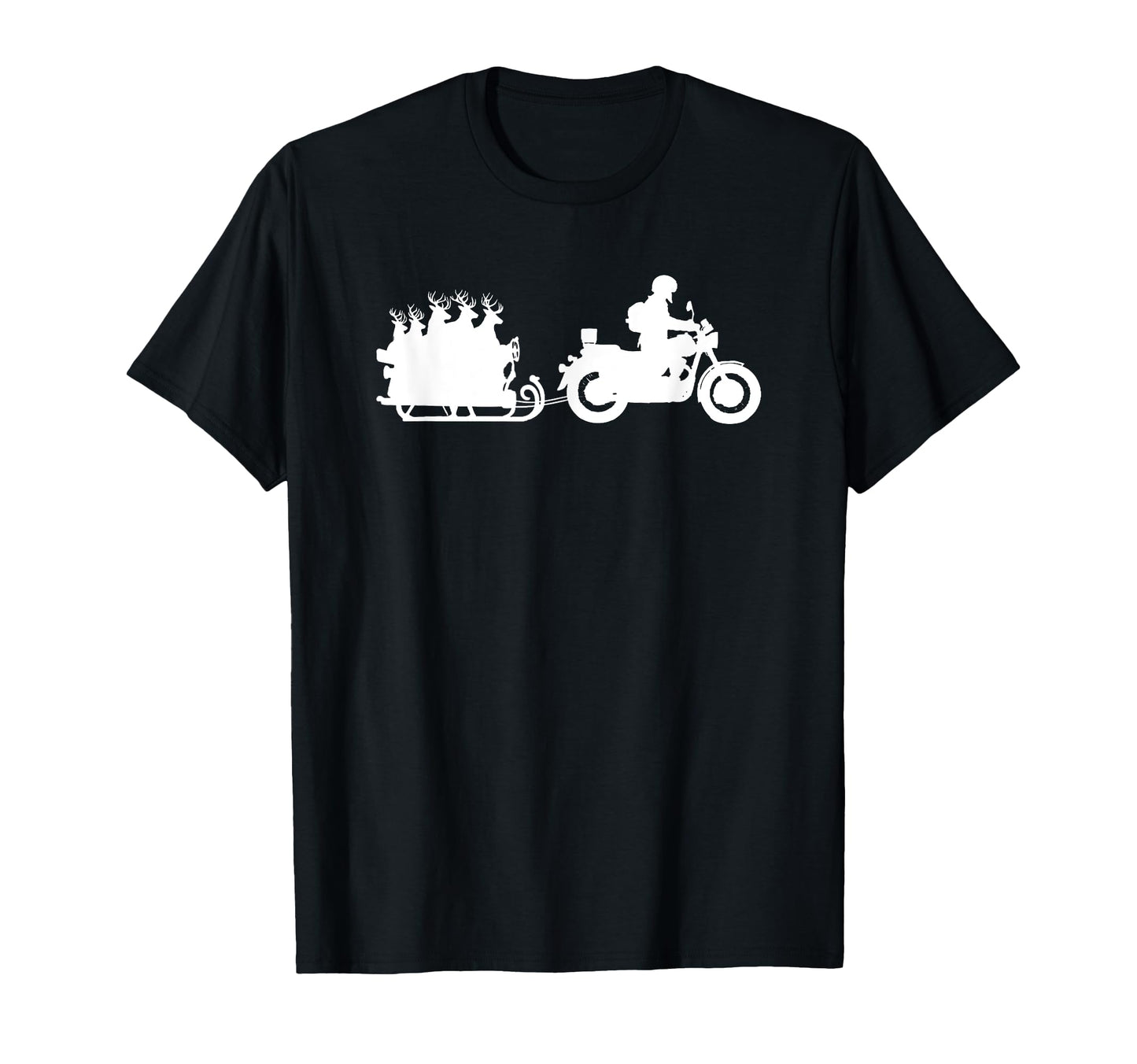 Motorcycle Motorbike Santa Reindeer T-Shirt - Trendy Graphic for Adults - T-Shirt, Sweatshirt, Hoodie