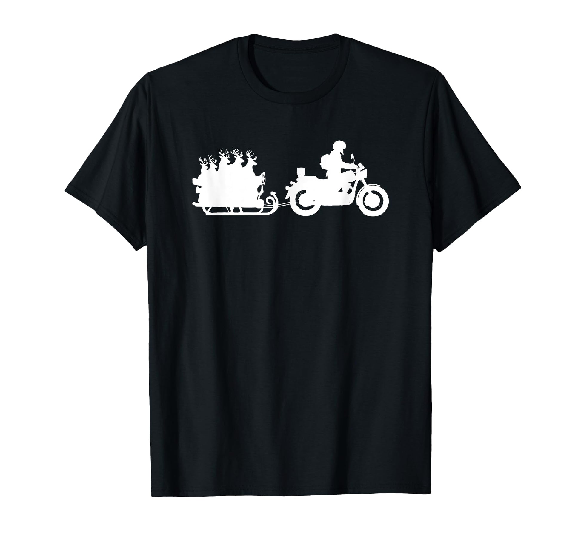 Motorcycle Motorbike Santa Reindeer T-Shirt - Trendy Graphic for Adults - T-Shirt, Sweatshirt, Hoodie