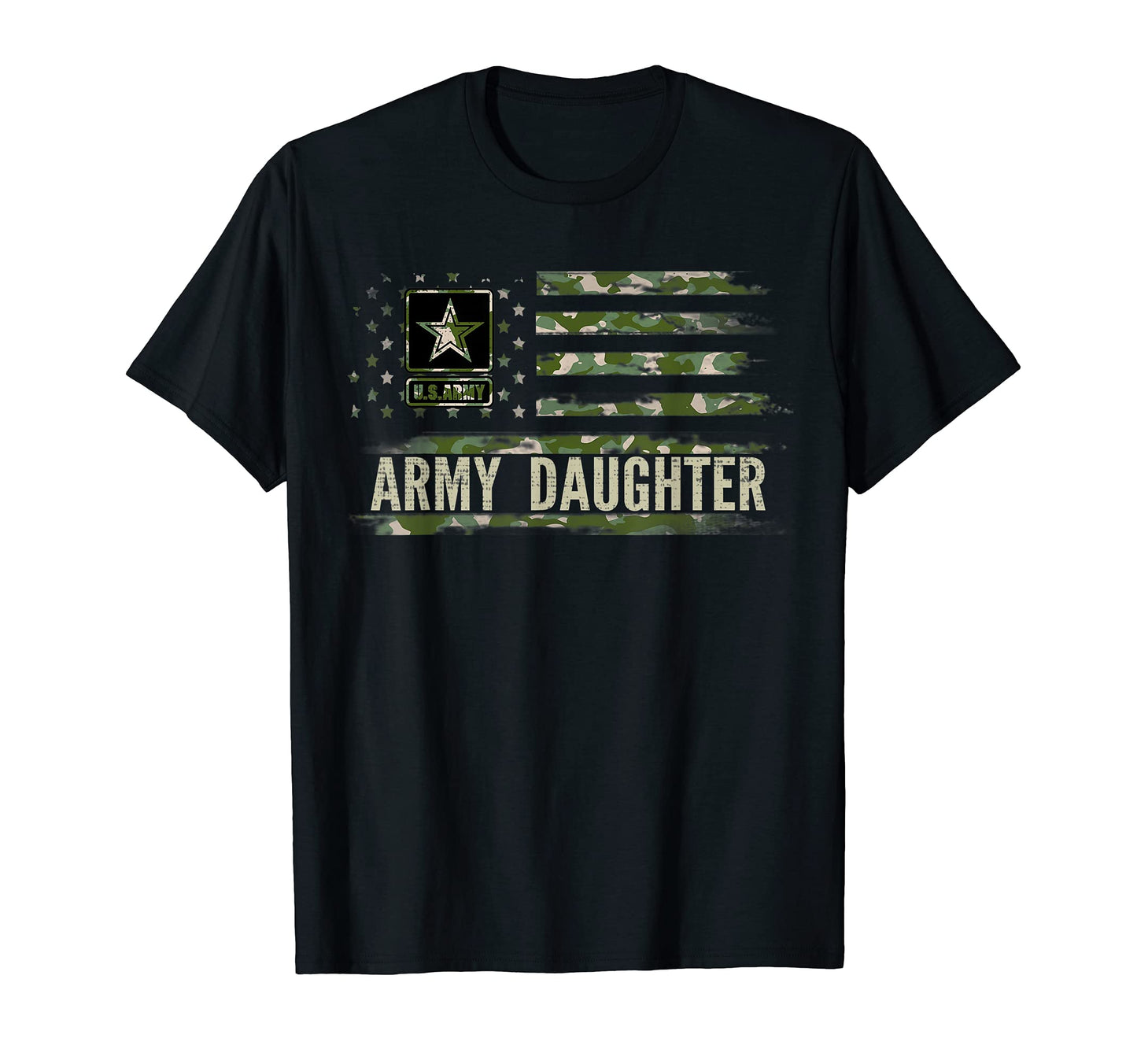 Army Daughter Camo American Flag Veteran T-Shirt - Minimalist Print Unisex - T-Shirt, Sweatshirt, Hoodie
