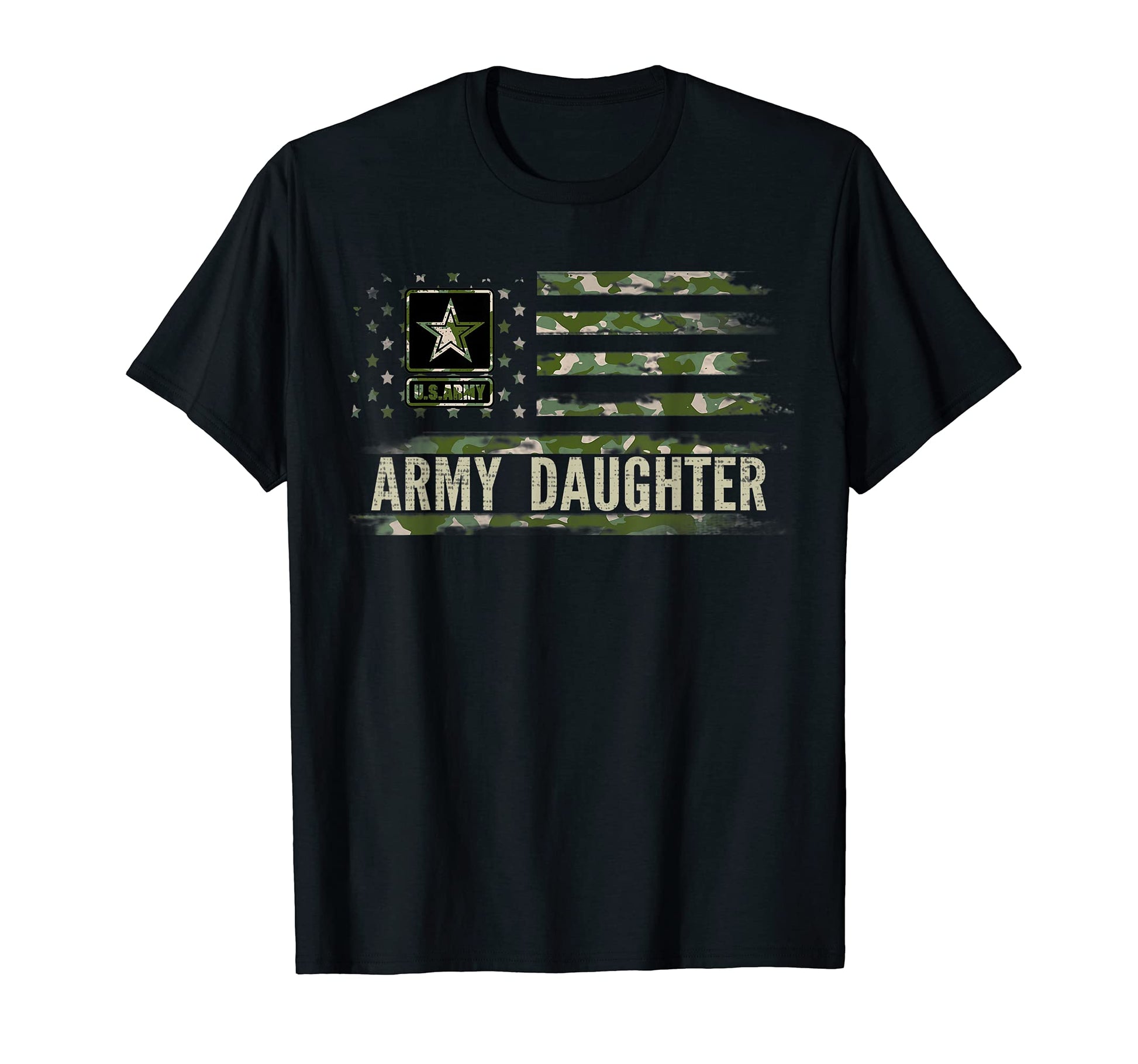 Army Daughter Camo American Flag Veteran T-Shirt - Minimalist Print Unisex - T-Shirt, Sweatshirt, Hoodie