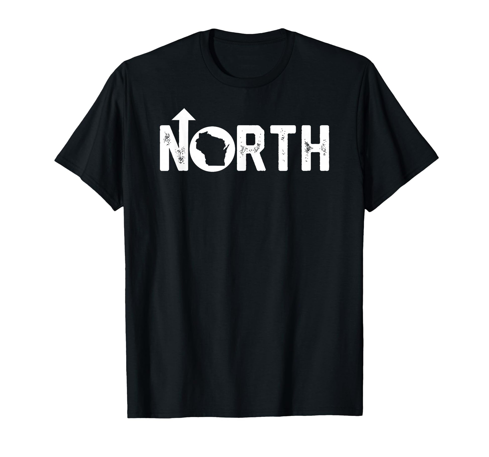 Up North Wisconsin Distressed Text T-Shirt - Novelty Apparel for Adults - T-Shirt, Sweatshirt, Hoodie