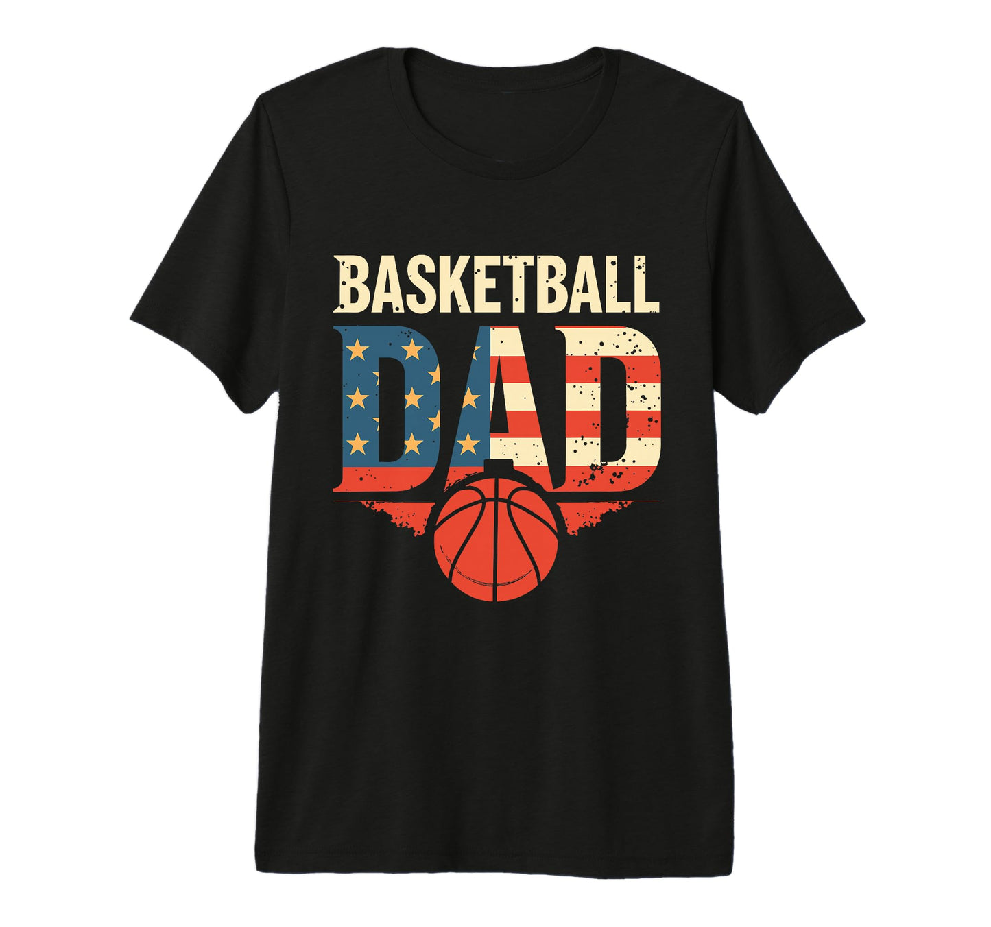 Mens Basketball Dad American Flag Tri T-Shirt - Unique Graphic for Adults - T-Shirt, Sweatshirt, Hoodie