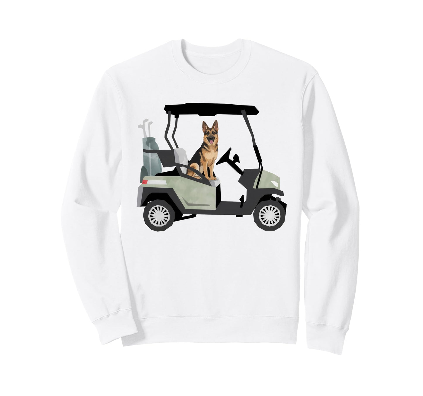 German Shepherd Dad Golf Car Golfing Sweatshirt - Custom Art Print Unisex - T-Shirt, Sweatshirt, Hoodie