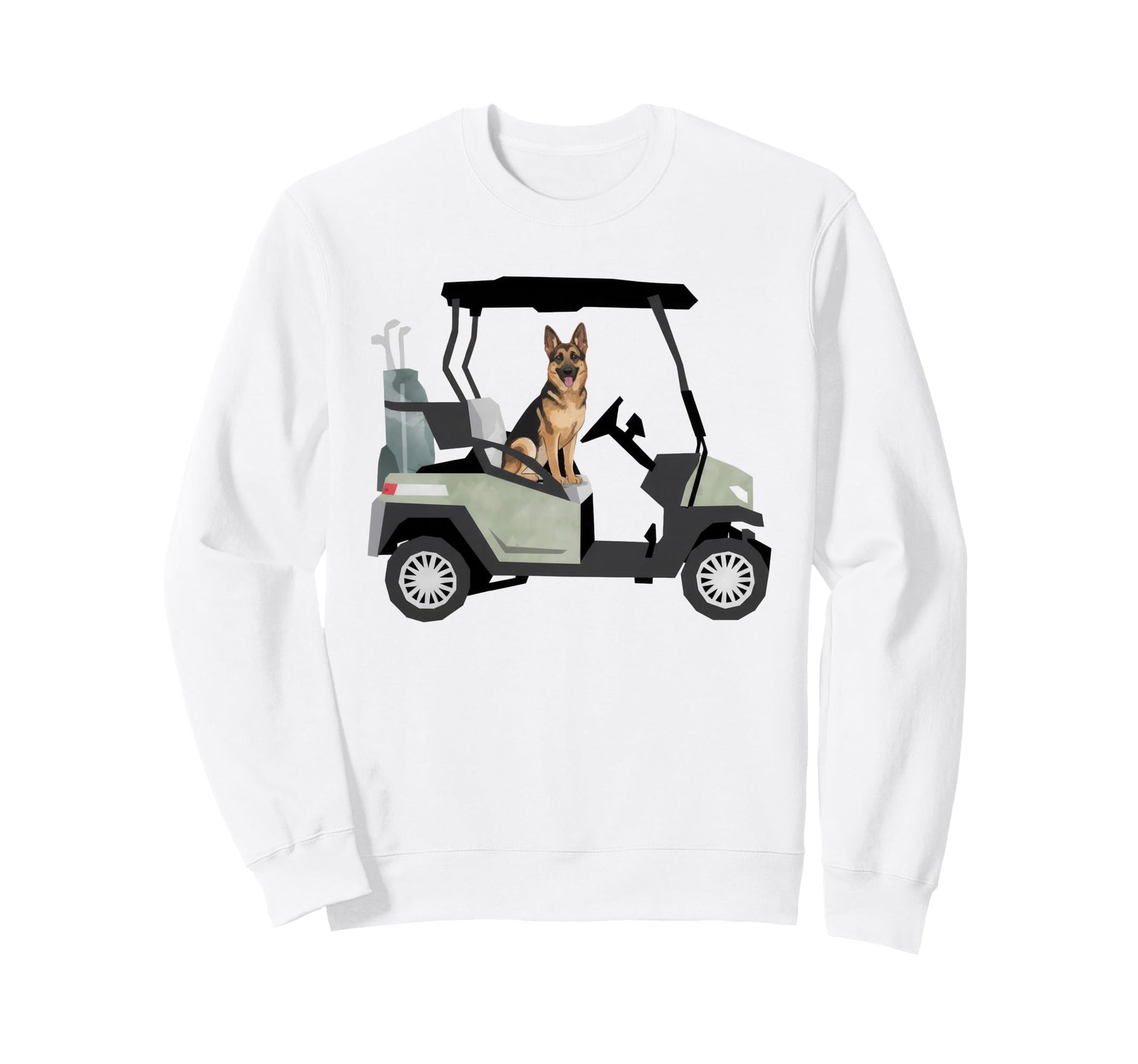 German Shepherd Dad Golf Car Golfing Sweatshirt - Custom Art Print Unisex - T-Shirt, Sweatshirt, Hoodie
