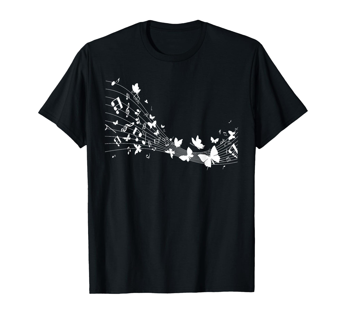 Butterfly Music Notes Music Teacher T-Shirt - Graphic Print for Adults - T-Shirt, Sweatshirt, Hoodie