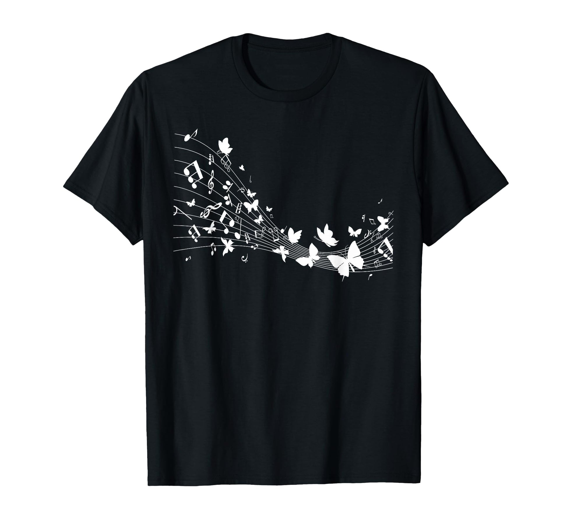 Butterfly Music Notes Music Teacher T-Shirt - Graphic Print for Adults - T-Shirt, Sweatshirt, Hoodie