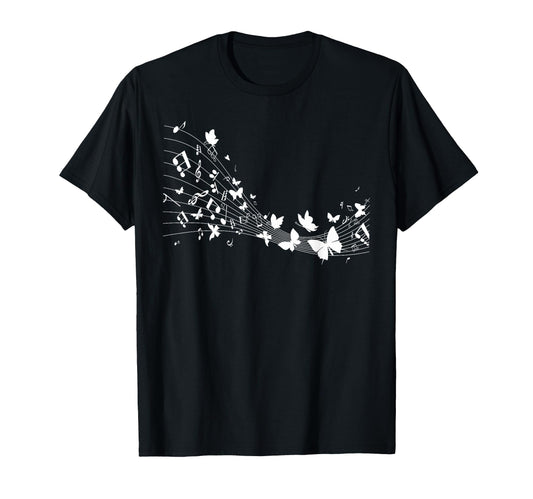Butterfly Music Notes Music Teacher T-Shirt - Graphic Print for Adults - T-Shirt, Sweatshirt, Hoodie