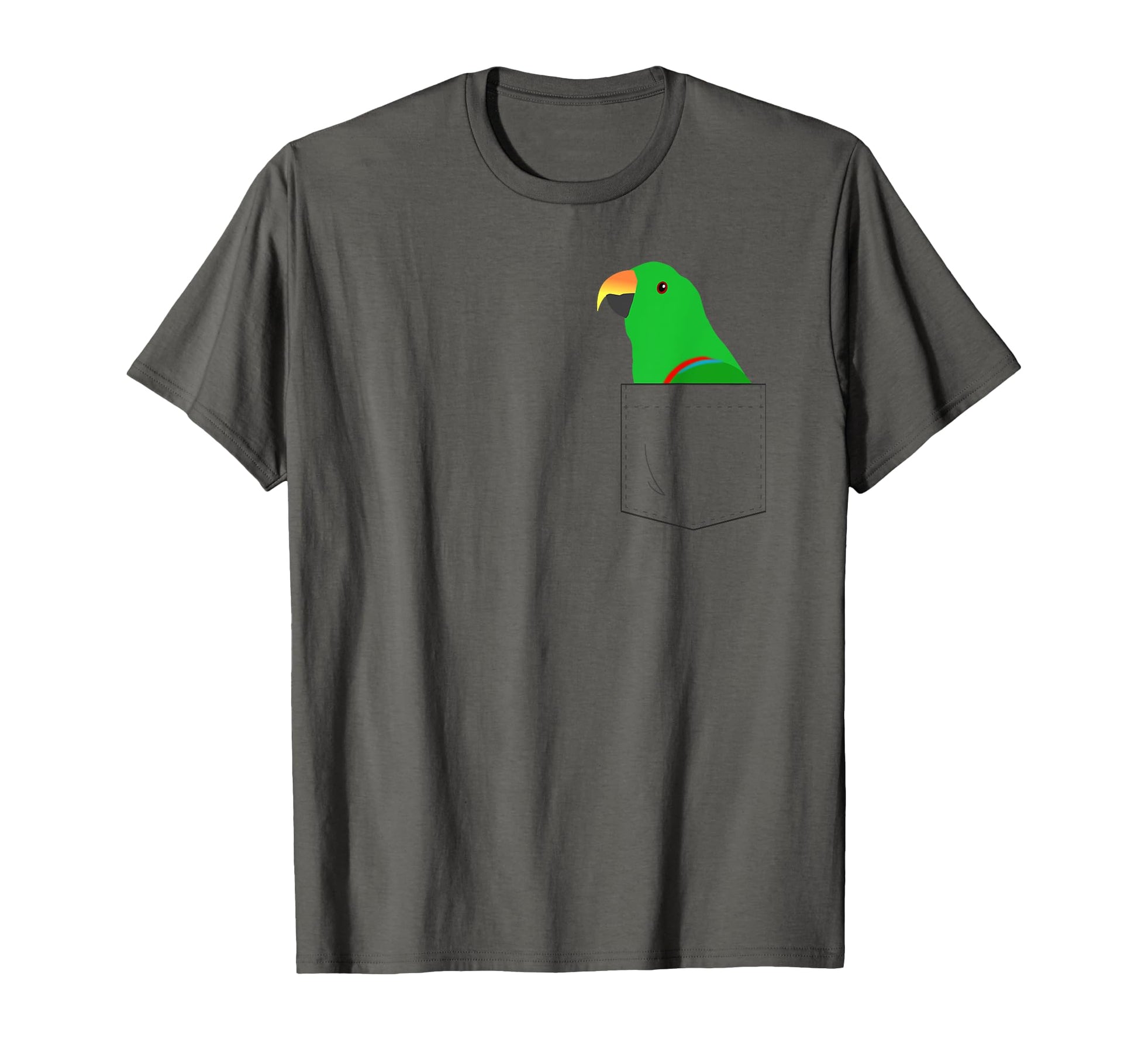 Eclectus Male Parrot Fake Pocket T-Shirt - Graphic Print Unisex - T-Shirt, Sweatshirt, Hoodie