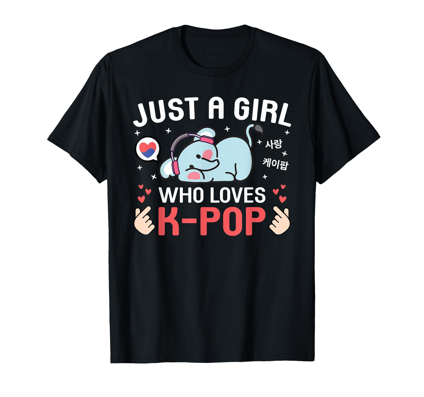 Kawaii Elephant Korean Music Just T-Shirt - Minimalist Print for Adults - T-Shirt, Sweatshirt, Hoodie