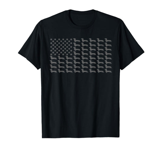 American Flag Patriotic Dachshund T-Shirt - Minimalist Print for Adults - T-Shirt, Sweatshirt, Hoodie