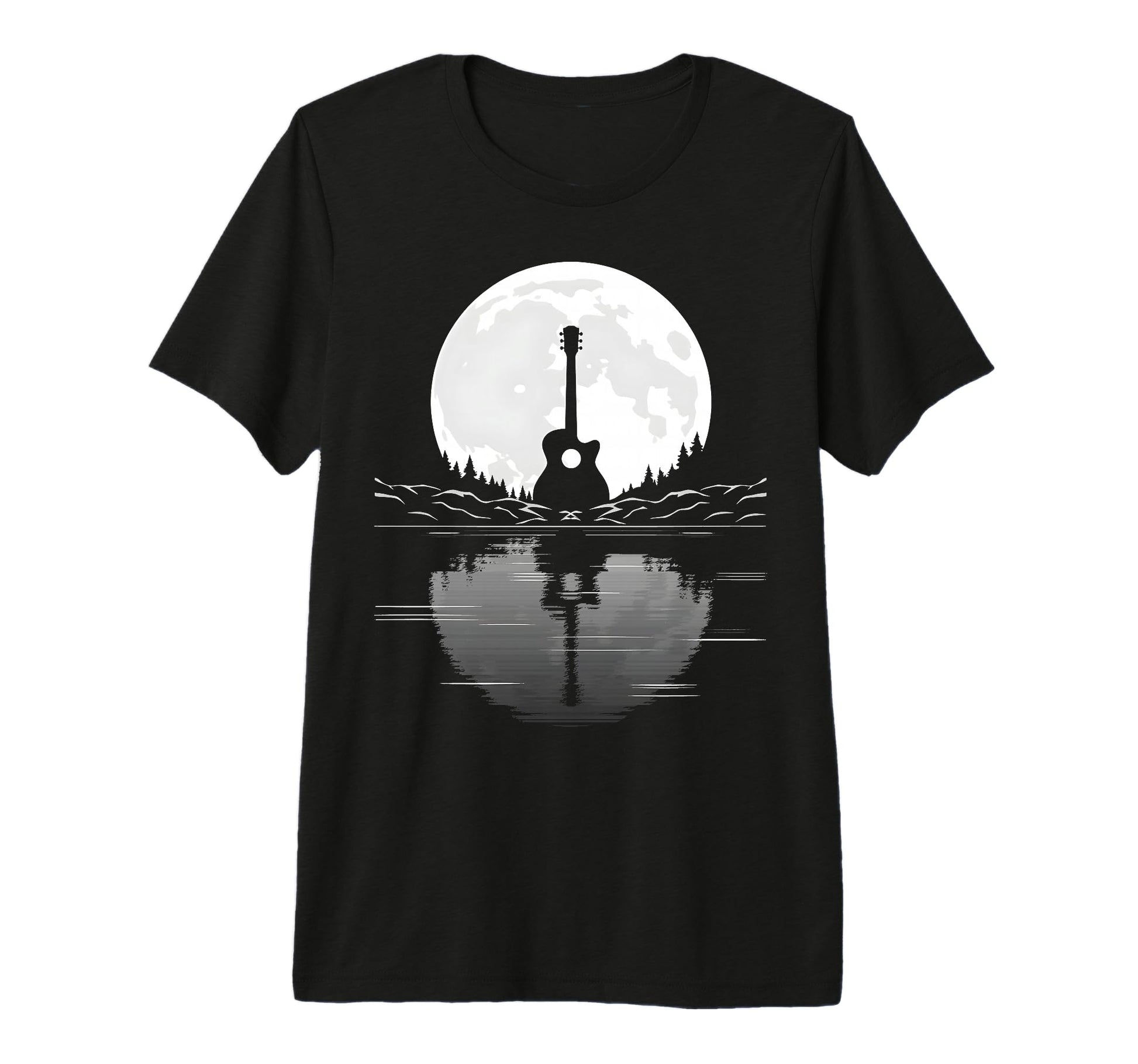 Guitar Lake Reflection Shadow T-Shirt - Casual Everyday Wear Unisex - T-Shirt, Sweatshirt, Hoodie