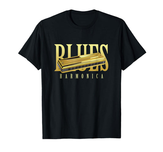 Blues Harmonica Wind Instrument Musician T-Shirt - Graphic Print Unisex - T-Shirt, Sweatshirt, Hoodie