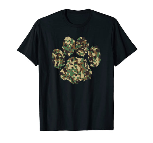 Camo Dog Paw Army Dog Dad T-Shirt - Novelty Apparel Men Women - T-Shirt, Sweatshirt, Hoodie
