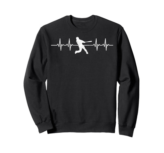 Baseball Player Heartbeat Coach Sweatshirt - Custom Art Print for Adults - T-Shirt, Sweatshirt, Hoodie