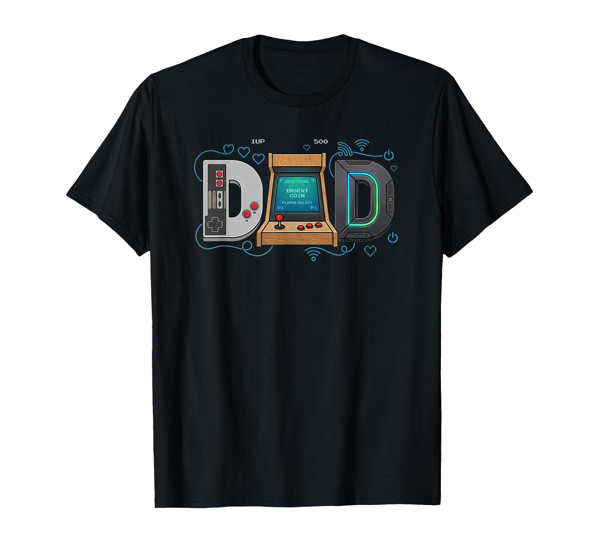 Gamer Dad Arcade Gaming Father Fathers T-Shirt - Unique Graphic for Adults - T-Shirt, Sweatshirt, Hoodie