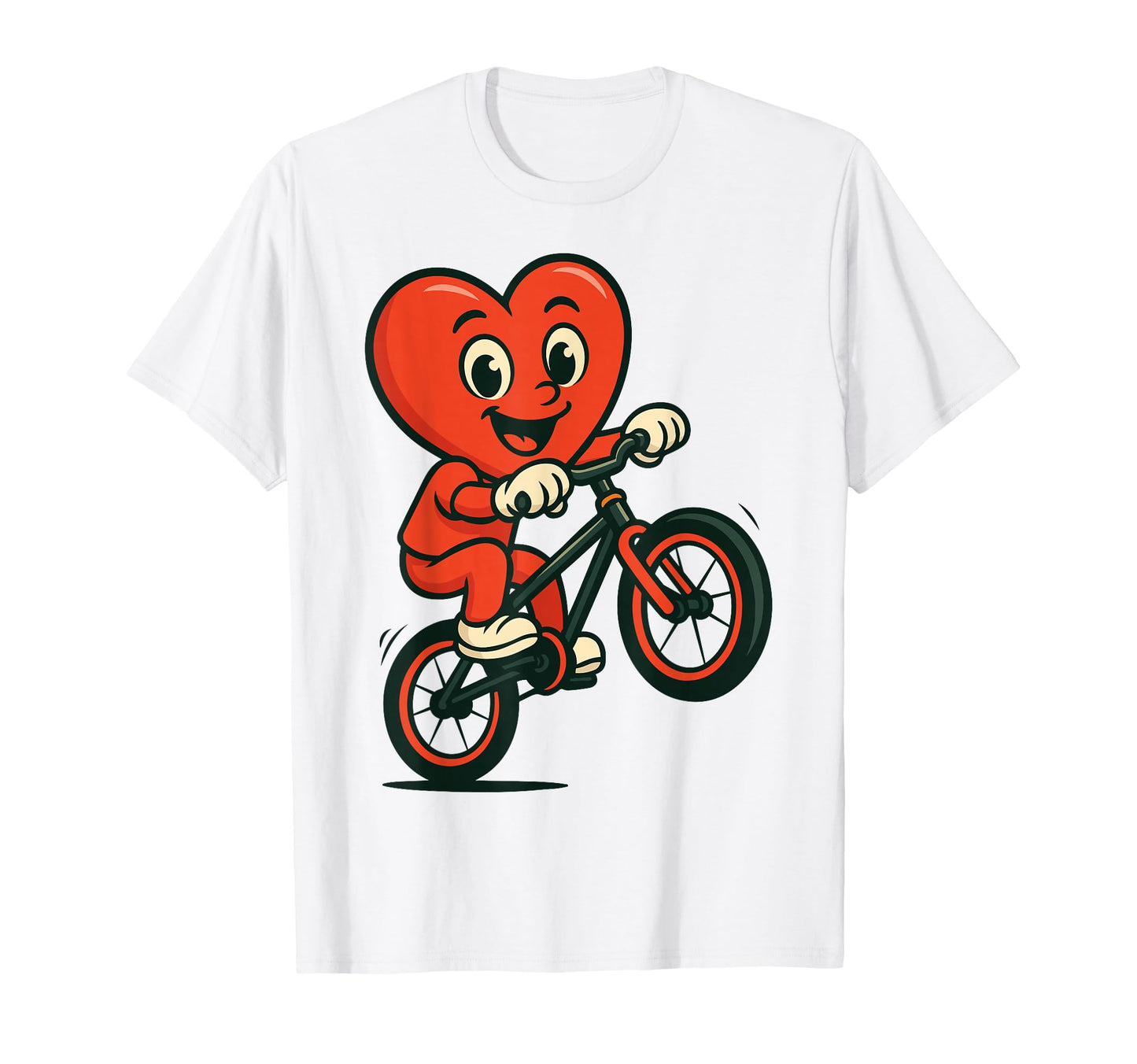 Heart Riding Bike Funny Valentines T-Shirt - Minimalist Print Men Women - T-Shirt, Sweatshirt, Hoodie