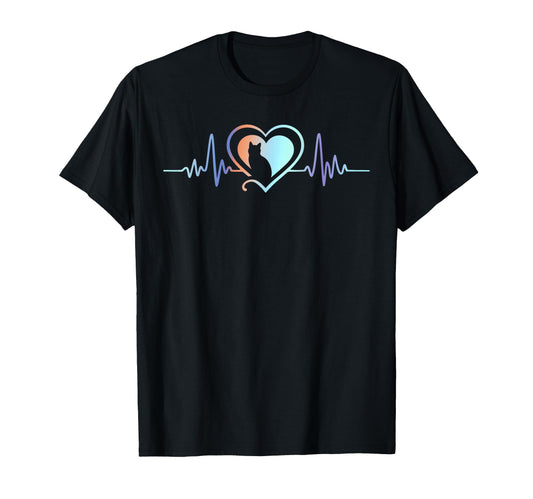 Cat Heartbeat Cat Lover Animal T-Shirt - Casual Everyday Wear Unisex - T-Shirt, Sweatshirt, Hoodie