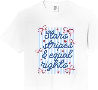 Liberal 4th of July Stars Stripes and Equal Rights Striped Comfort Colors Crop Top Unisex T-shirt, Sweatshirt, Hoodie, Long Sleeve Tee - T-Shirt, Sweatshirt, Hoodie