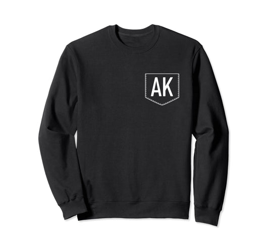 Ak Monogram Initials White Pop Fake Sweatshirt - Minimalist Print Unisex - T-Shirt, Sweatshirt, Hoodie