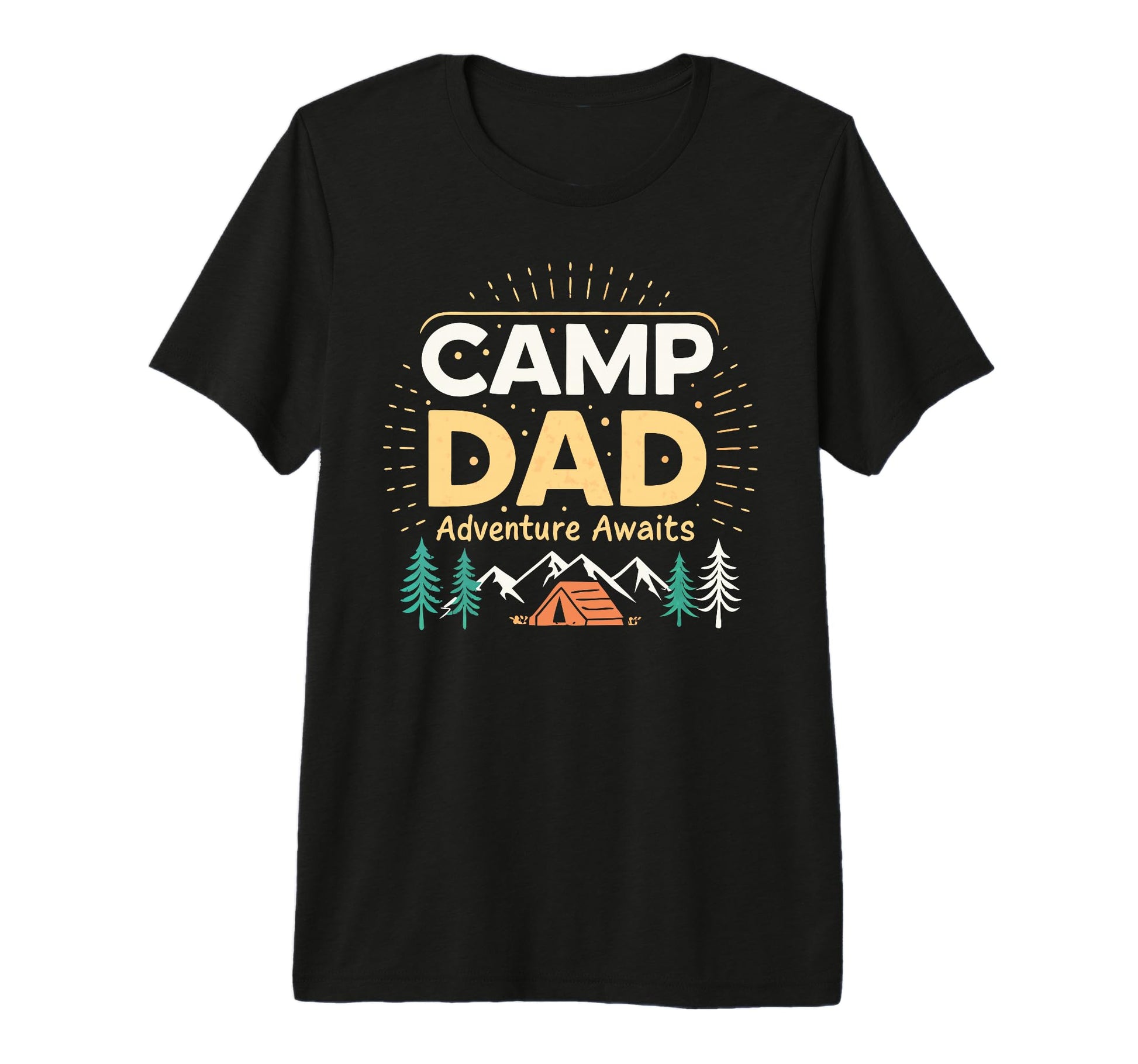 Mens Camping Dad Adventure Awaits Tri T-Shirt - Trendy Graphic for Adults - T-Shirt, Sweatshirt, Hoodie