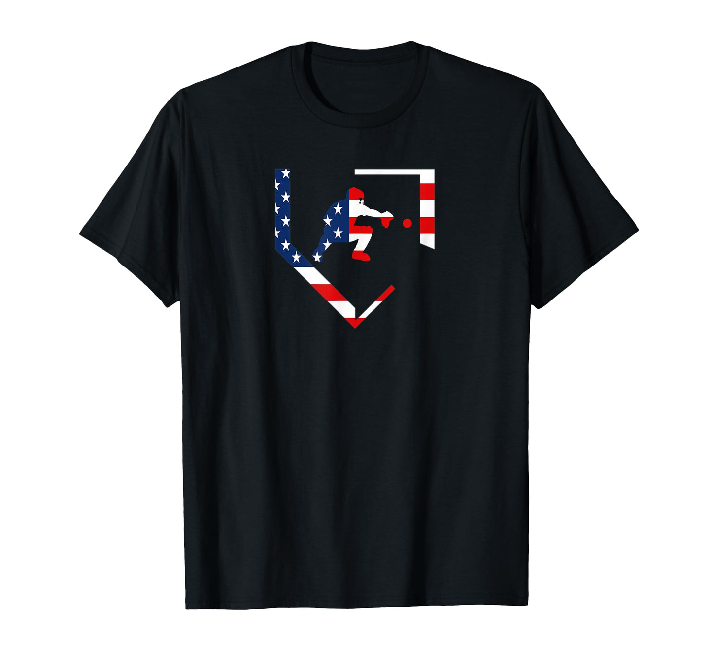 American Flag Baseball Catcher T-Shirt - Casual Everyday Wear Men Women - T-Shirt, Sweatshirt, Hoodie