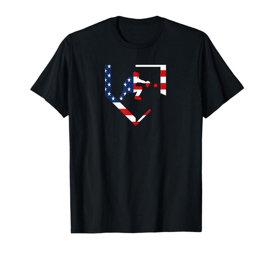 American Flag Baseball Catcher T-Shirt - Casual Everyday Wear Men Women - T-Shirt, Sweatshirt, Hoodie