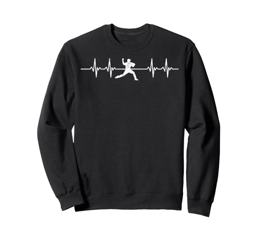 Baseball Player Heartbeat Coach Sweatshirt - Novelty Apparel for Adults - T-Shirt, Sweatshirt, Hoodie