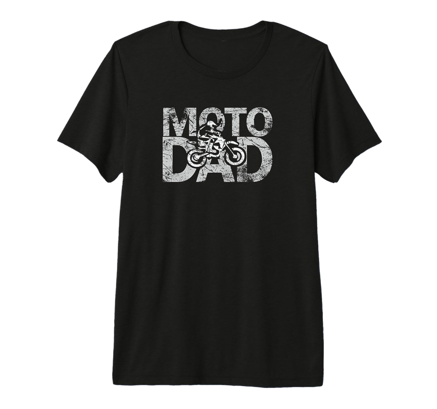 Moto Dad Dirt Bike Jersey Distressed Tri T-Shirt - Graphic Print Unisex - T-Shirt, Sweatshirt, Hoodie