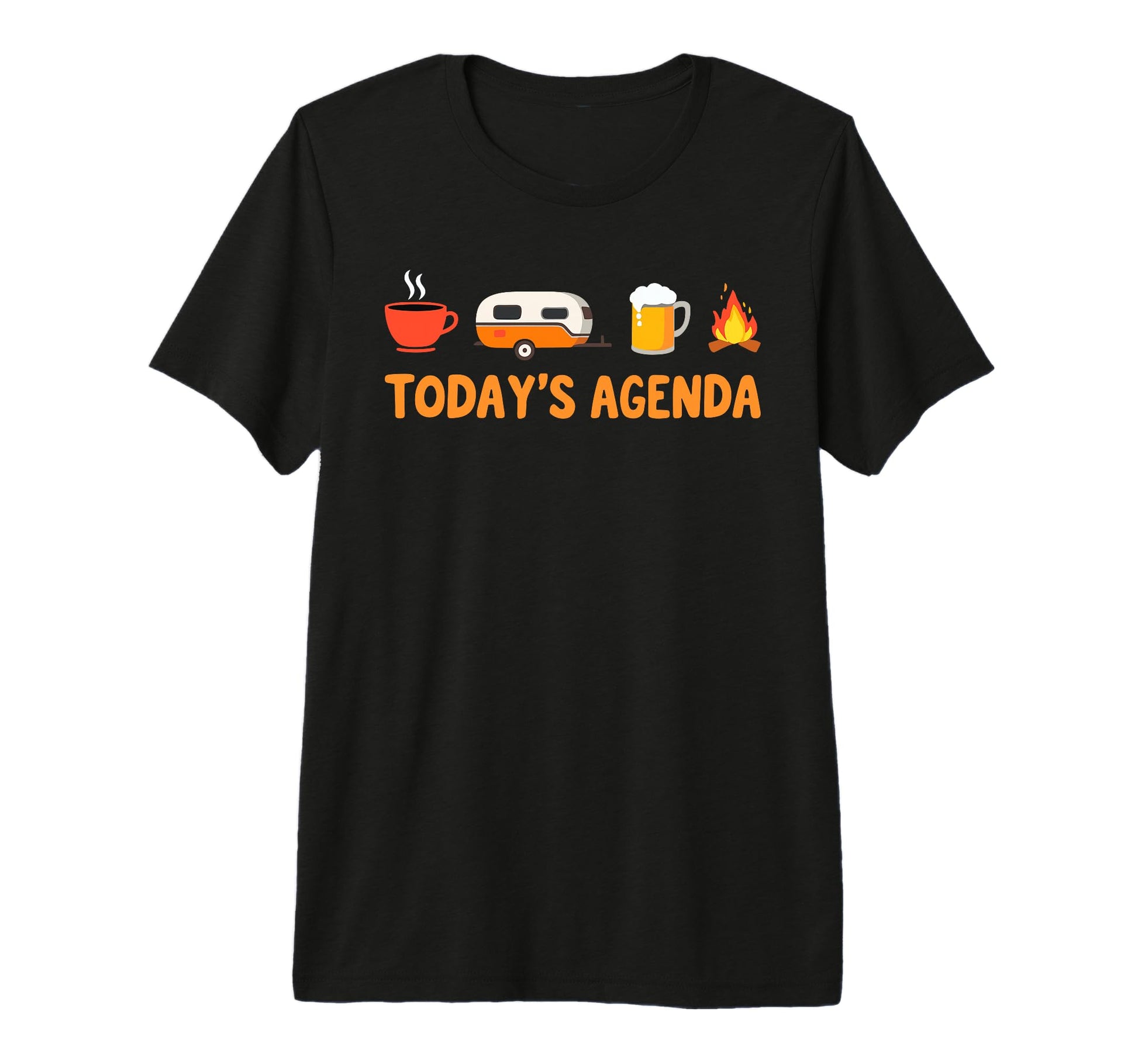 Todays Agenda Coffee Campfire Beer T-Shirt - Novelty Apparel for Adults - T-Shirt, Sweatshirt, Hoodie