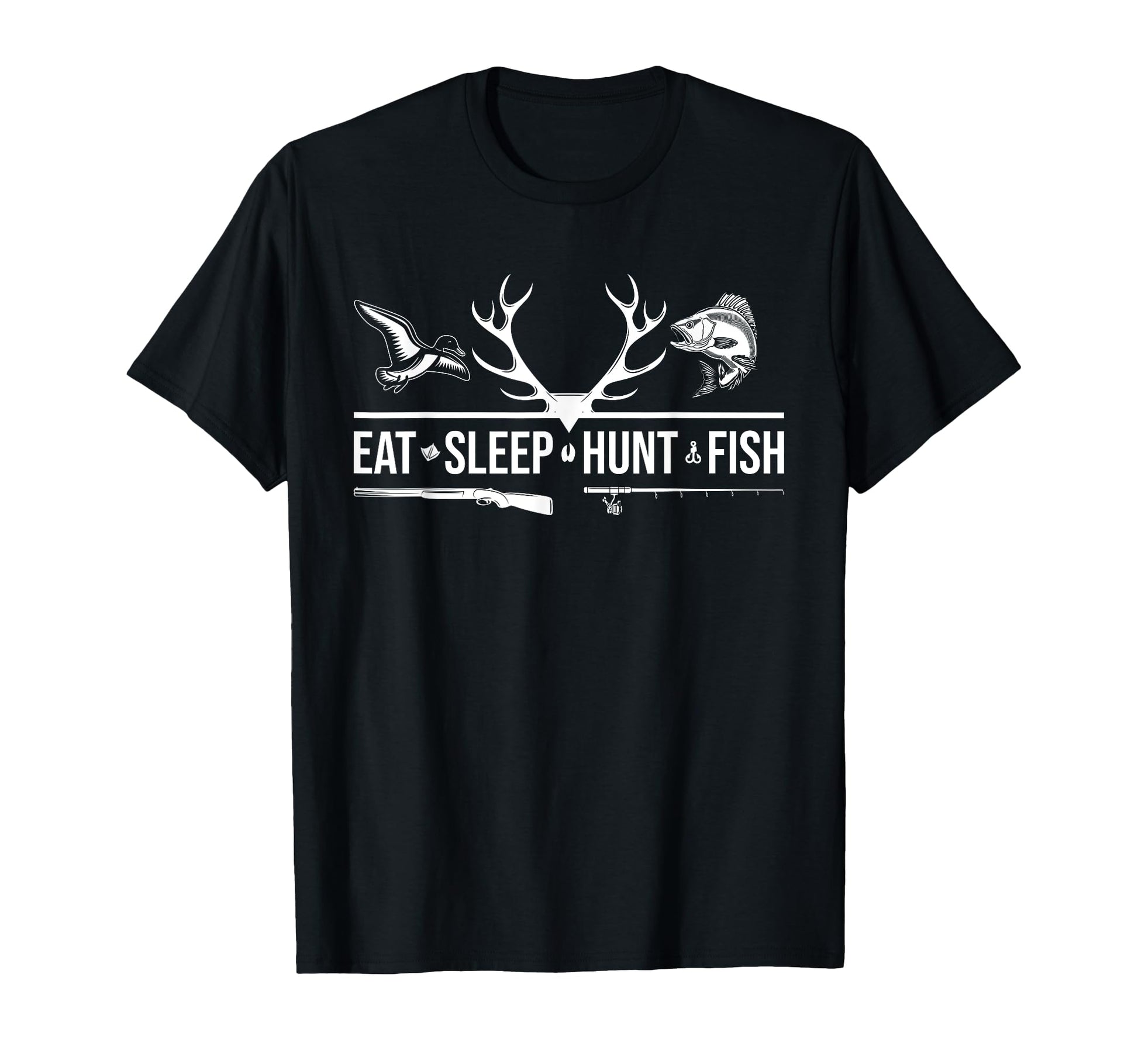 Eat Sleep Hunt Fish Funny T-Shirt - Casual Everyday Wear for Adults - T-Shirt, Sweatshirt, Hoodie