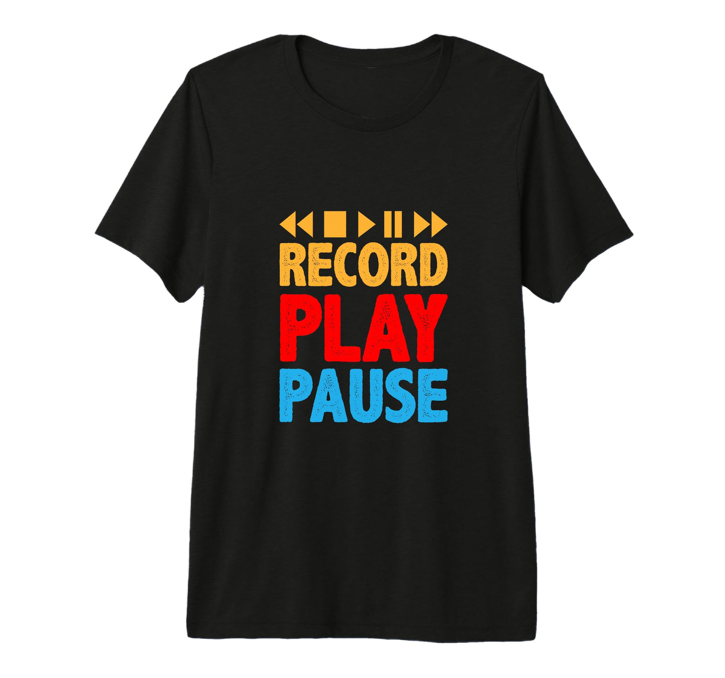 Record Play Pause Music Lover Musician T-Shirt - Graphic Print Unisex - T-Shirt, Sweatshirt, Hoodie