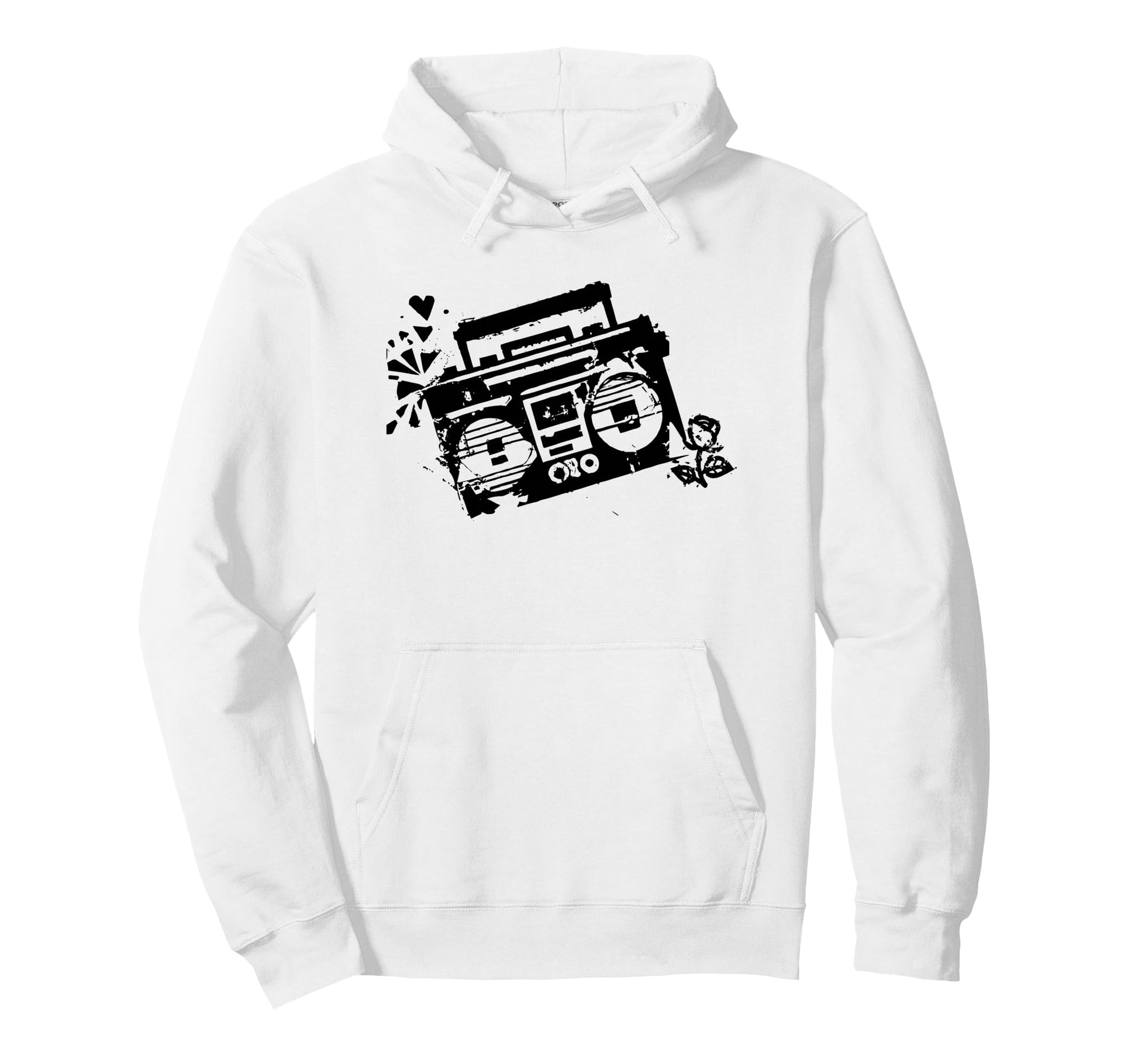 80S 90S Boom Box Cassette Player Hoodie - Custom Art Print for Adults - T-Shirt, Sweatshirt, Hoodie