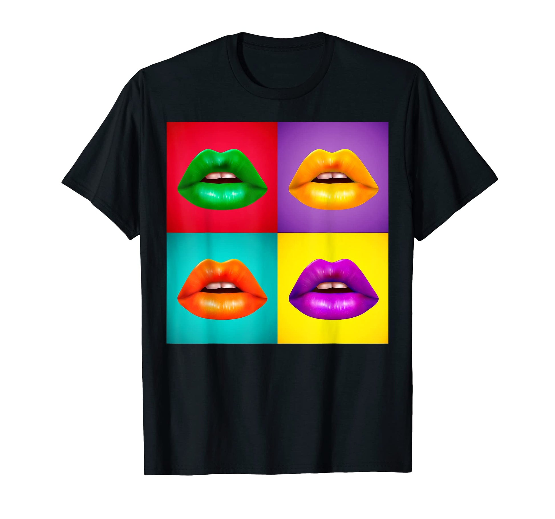 Fantastic Color Pop Art Lips Happy T-Shirt - Aesthetic Graphic Men Women - T-Shirt, Sweatshirt, Hoodie