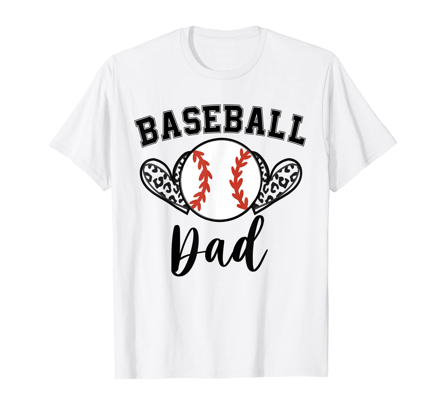 Baseball Dad Leopard Heart Baseball T-Shirt - Trendy Graphic Men Women - T-Shirt, Sweatshirt, Hoodie