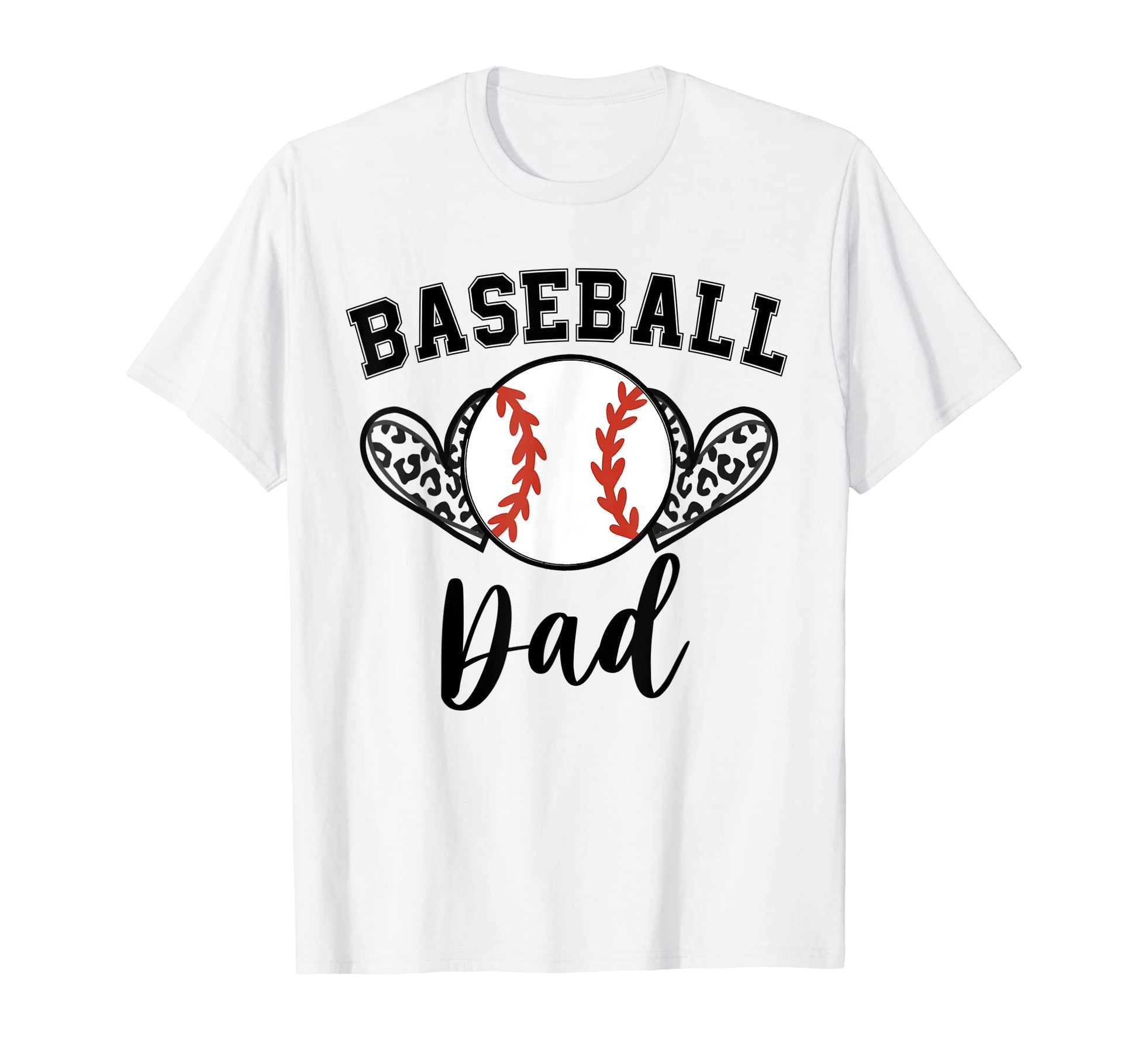 Baseball Dad Leopard Heart Baseball T-Shirt - Trendy Graphic Men Women - T-Shirt, Sweatshirt, Hoodie