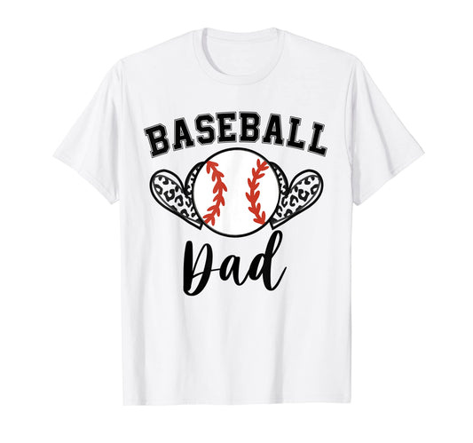 Baseball Dad Leopard Heart Baseball T-Shirt - Trendy Graphic Men Women - T-Shirt, Sweatshirt, Hoodie