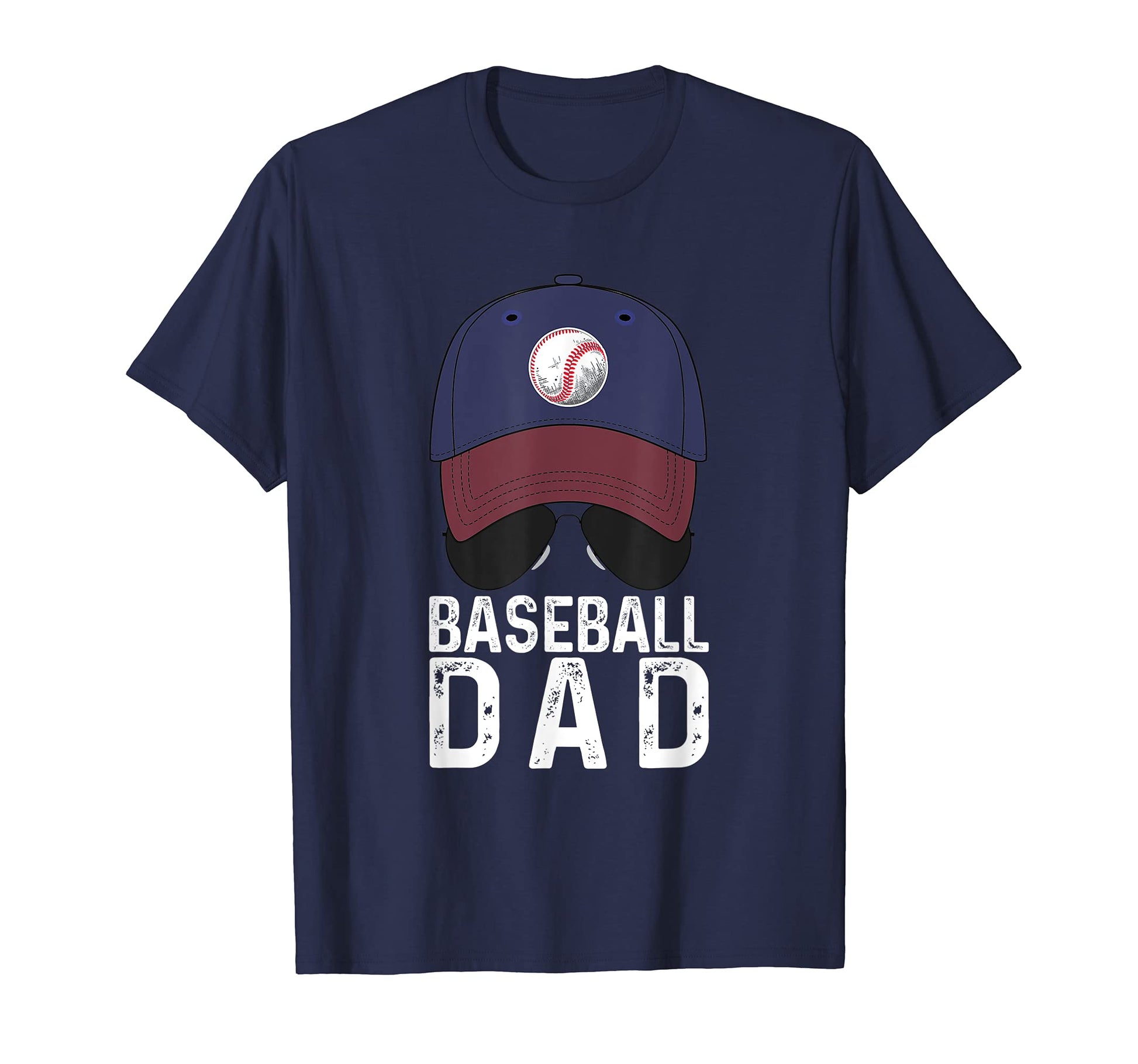 Baseball Dad Baseball Hat And Sunglasses T-Shirt - Graphic Print Men Women - T-Shirt, Sweatshirt, Hoodie