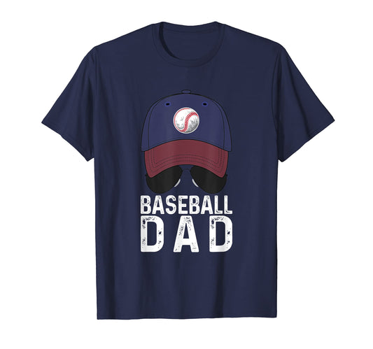 Baseball Dad Baseball Hat And Sunglasses T-Shirt - Graphic Print Men Women - T-Shirt, Sweatshirt, Hoodie