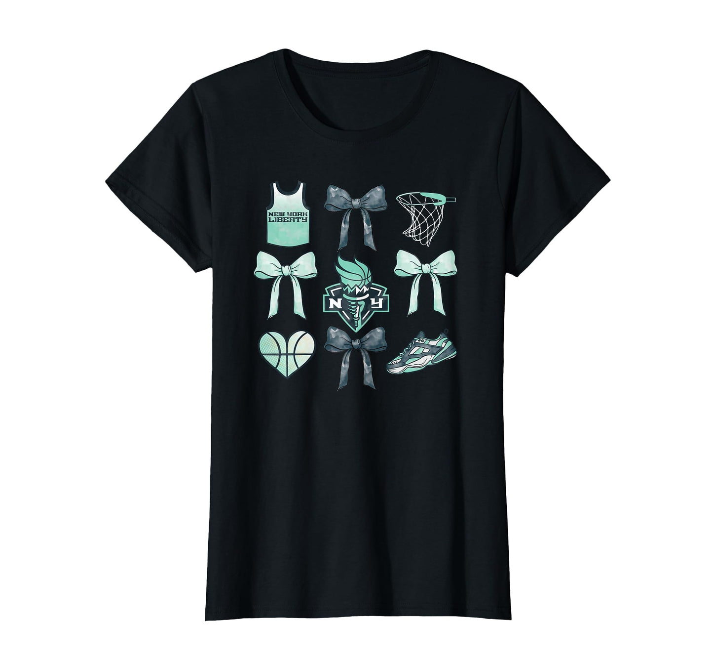 Wnba New York Liberty Bow Grid T-Shirt - Fun Novelty Design Men Women - T-Shirt, Sweatshirt, Hoodie