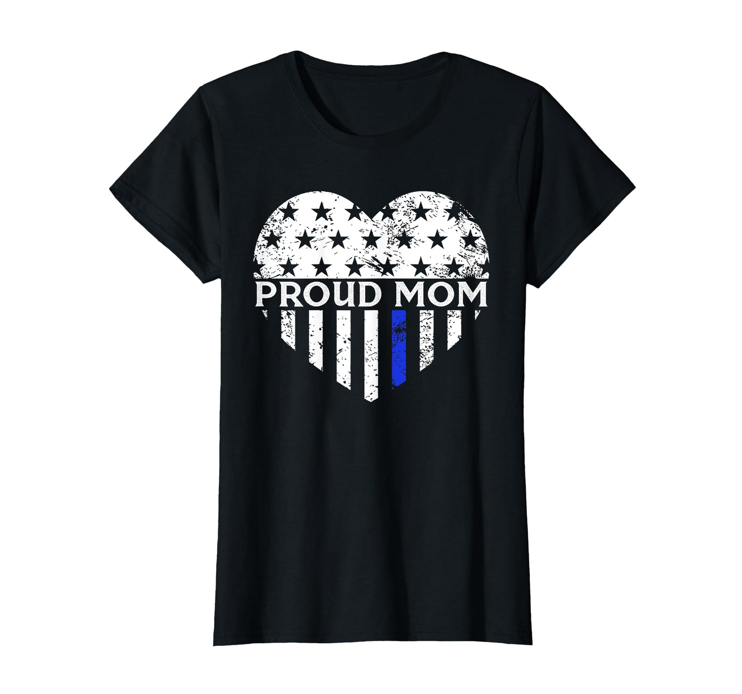 Thin Blue Line Heart Proud Police Mom T-Shirt - Novelty Apparel Men Women - T-Shirt, Sweatshirt, Hoodie
