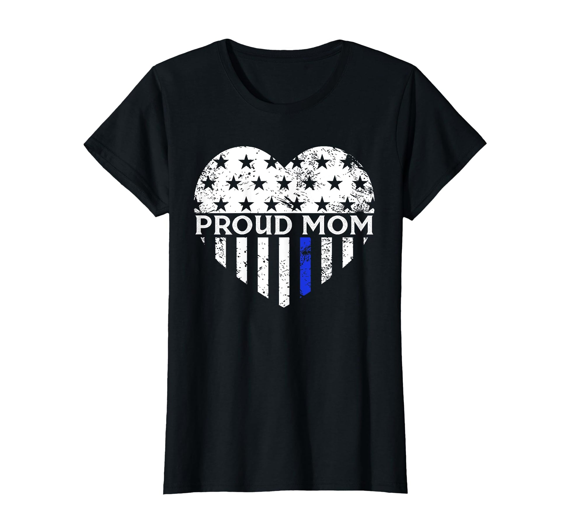 Thin Blue Line Heart Proud Police Mom T-Shirt - Novelty Apparel Men Women - T-Shirt, Sweatshirt, Hoodie