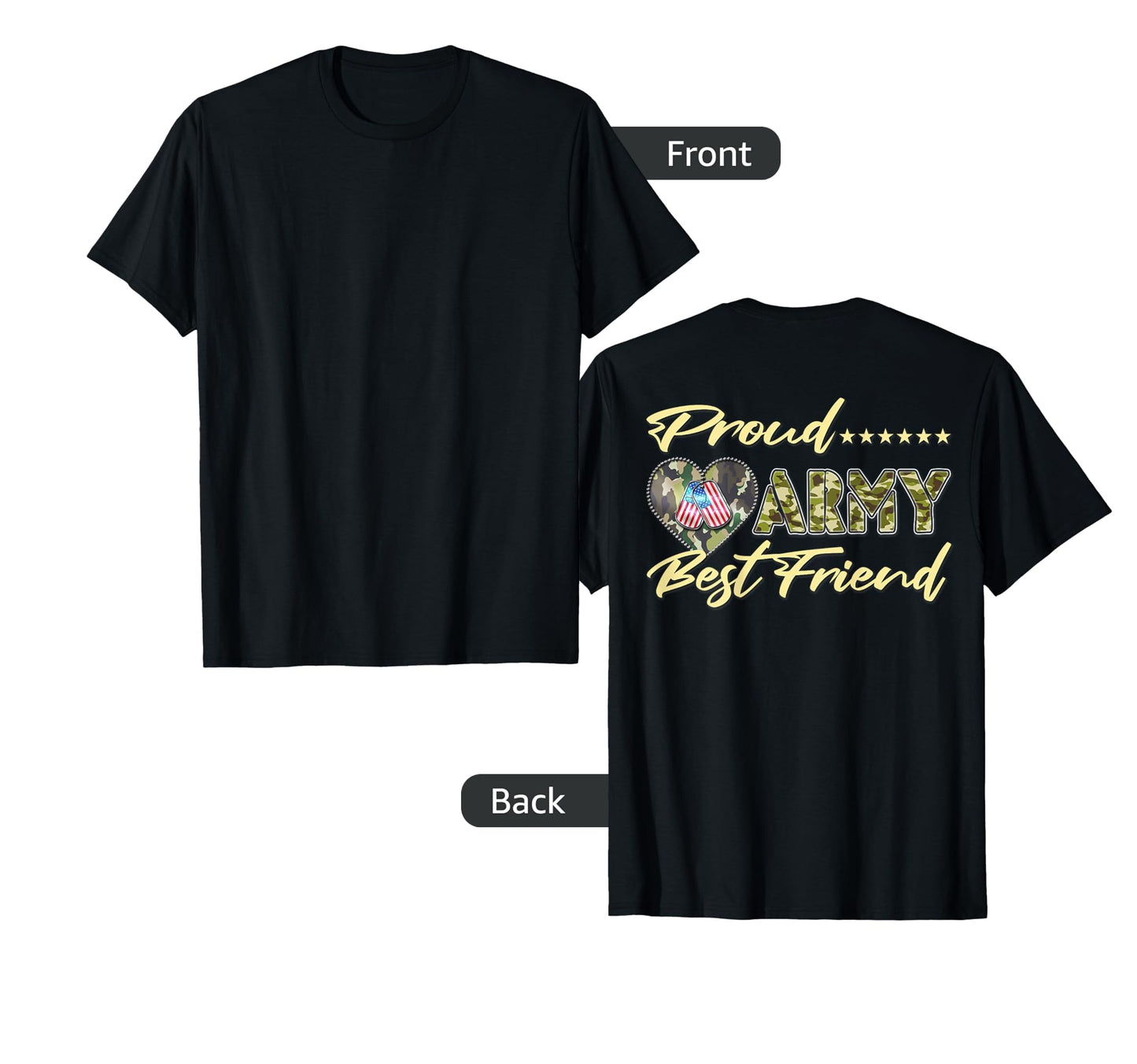 Proud Army Best Friend Us Flag Dog T-Shirt - Minimalist Print for Adults - T-Shirt, Sweatshirt, Hoodie