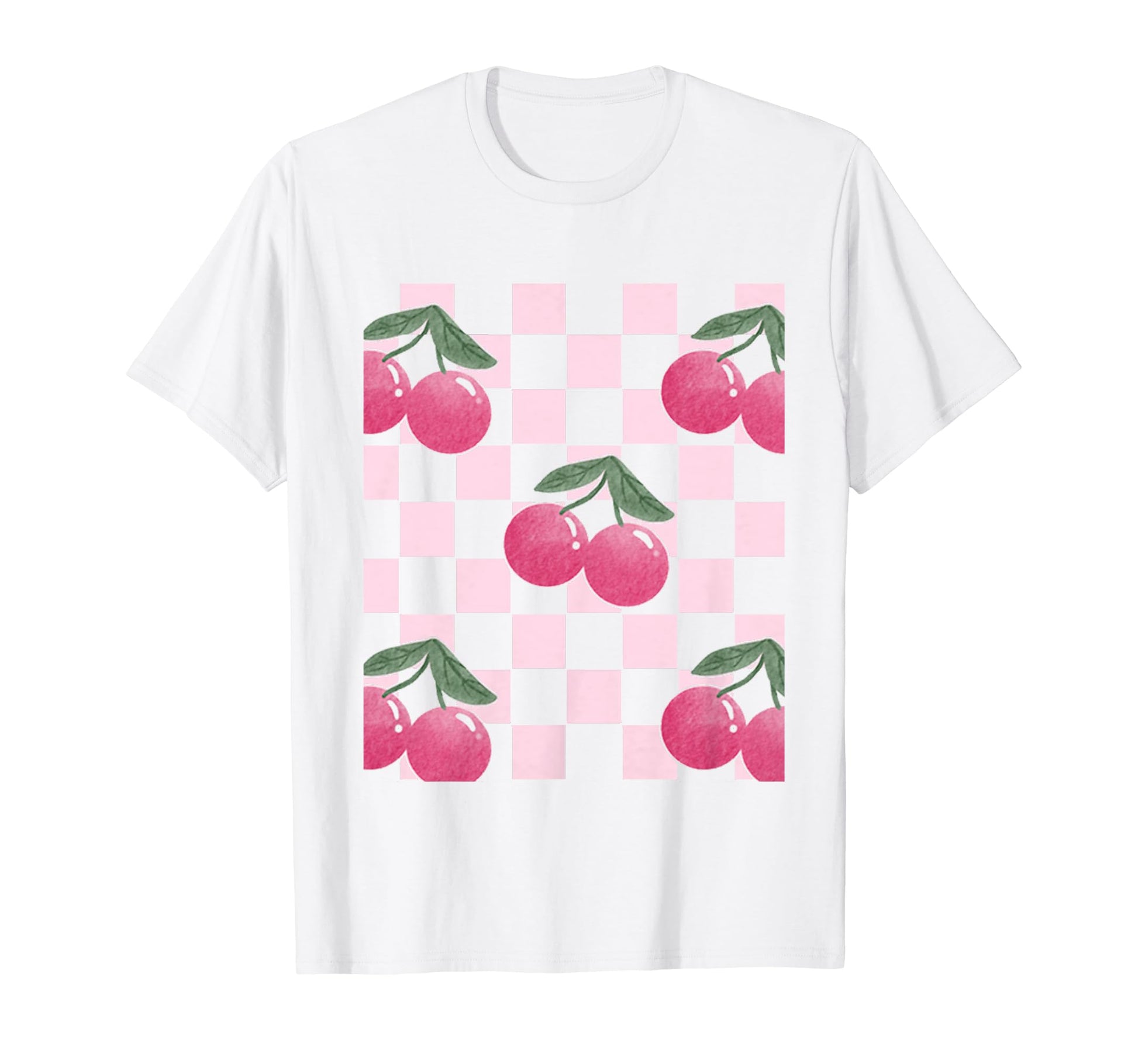 Cherries Checkerboard Pattern Pop Art T-Shirt - Trendy Graphic Men Women - T-Shirt, Sweatshirt, Hoodie
