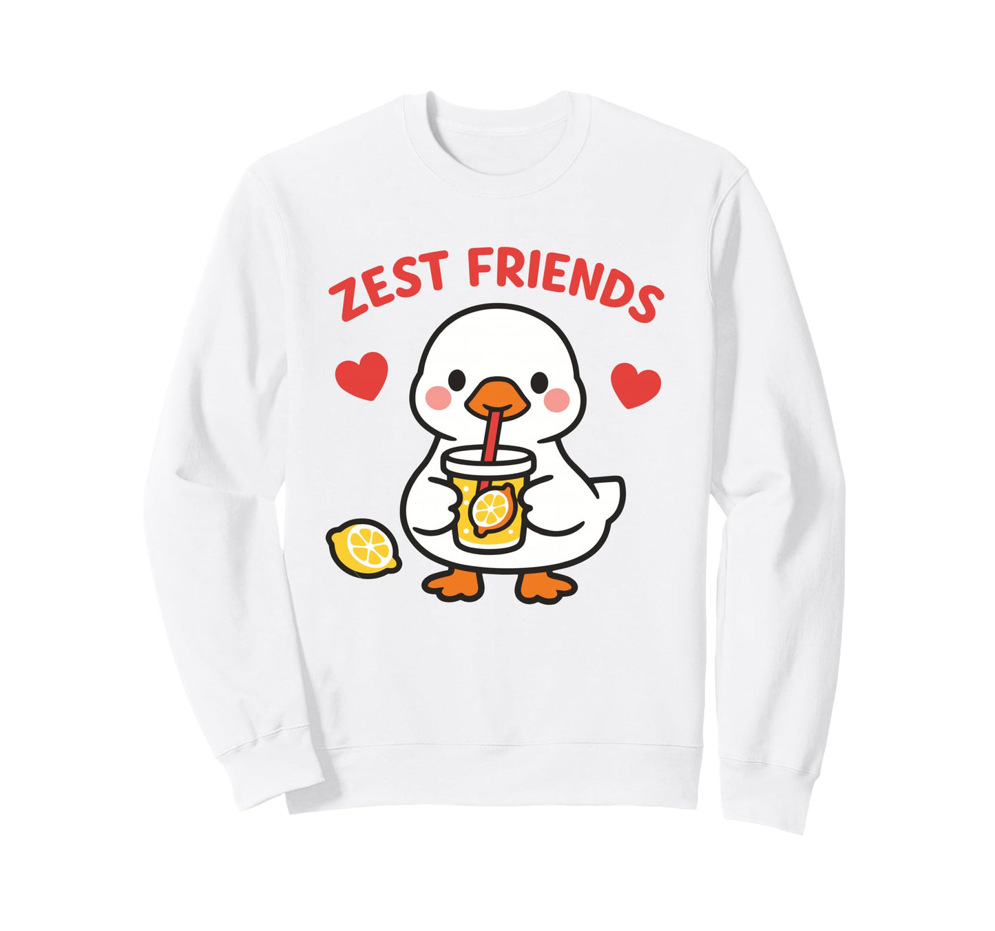 Zest Friends Kawaii Goose Lemon Love Sweatshirt - Unique Graphic for Adults - T-Shirt, Sweatshirt, Hoodie