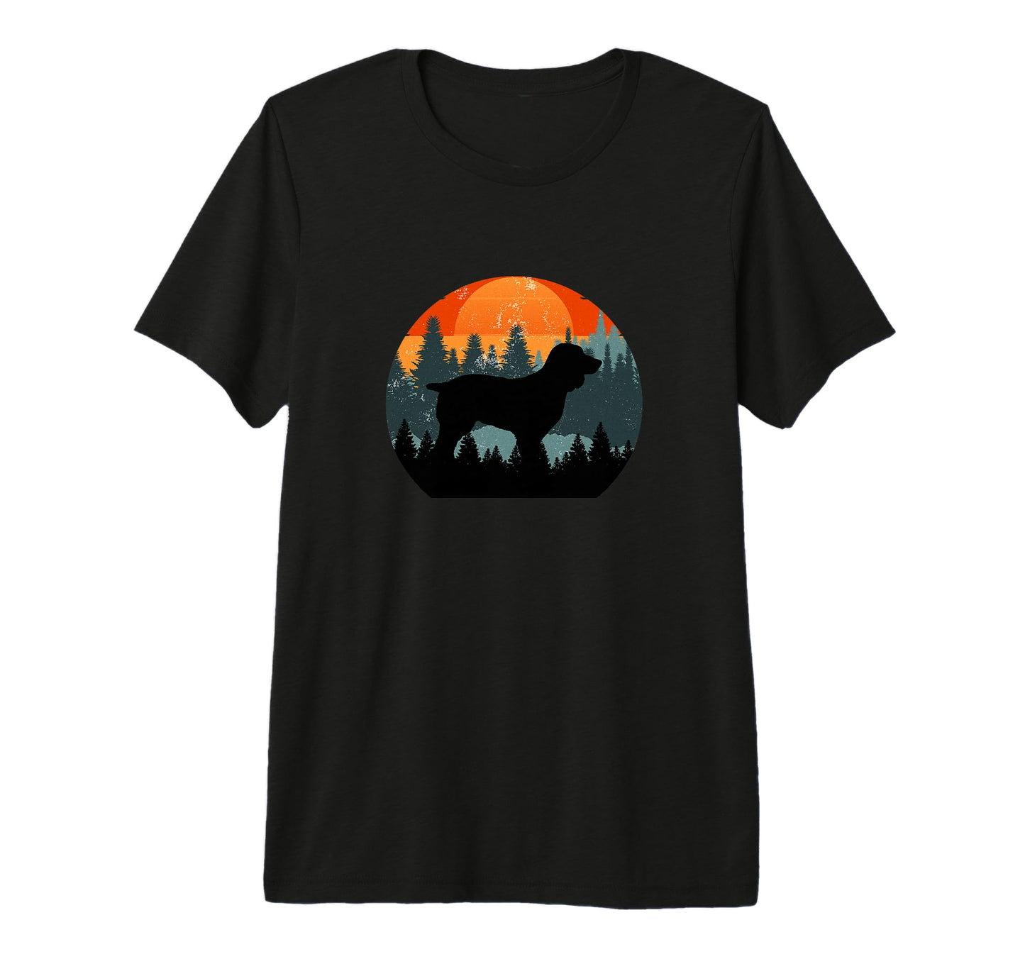 Boykin Dog Sunset Distressed Hiking T-Shirt - Trendy Graphic for Adults - T-Shirt, Sweatshirt, Hoodie