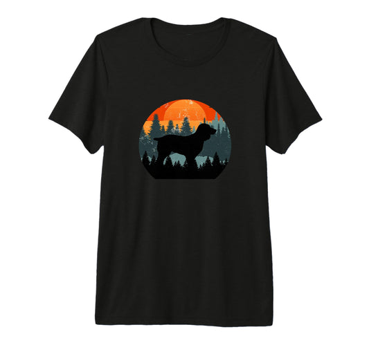 Boykin Dog Sunset Distressed Hiking T-Shirt - Trendy Graphic for Adults - T-Shirt, Sweatshirt, Hoodie